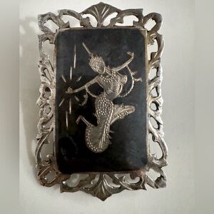 Vintage SIAM STERLING Niello Brooch
